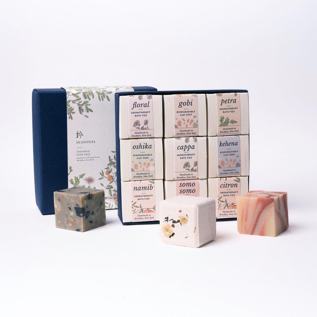 Set of bath fizzies and clay soaps